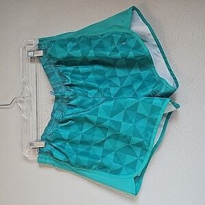 DANCESKIN green geo lined shorts womens size XL 16-18